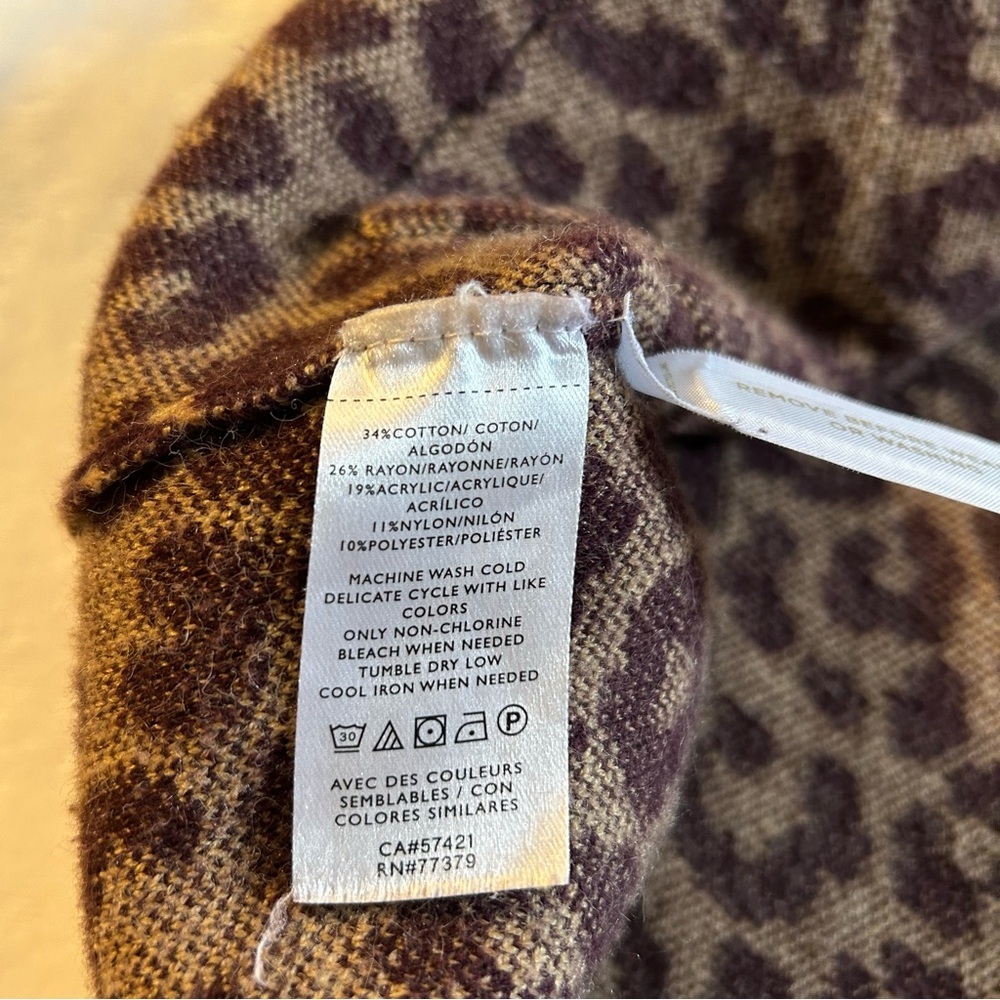 Ann Taylor brown leopard print 2 button sweater cardigan blazer size M - Picture 6 of 9